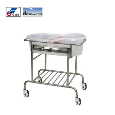 Hospital stainless steel new born baby bed basin pediatric beds